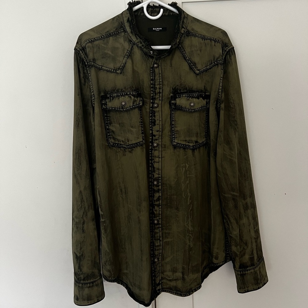 Balmain acid-wash denim shirt
